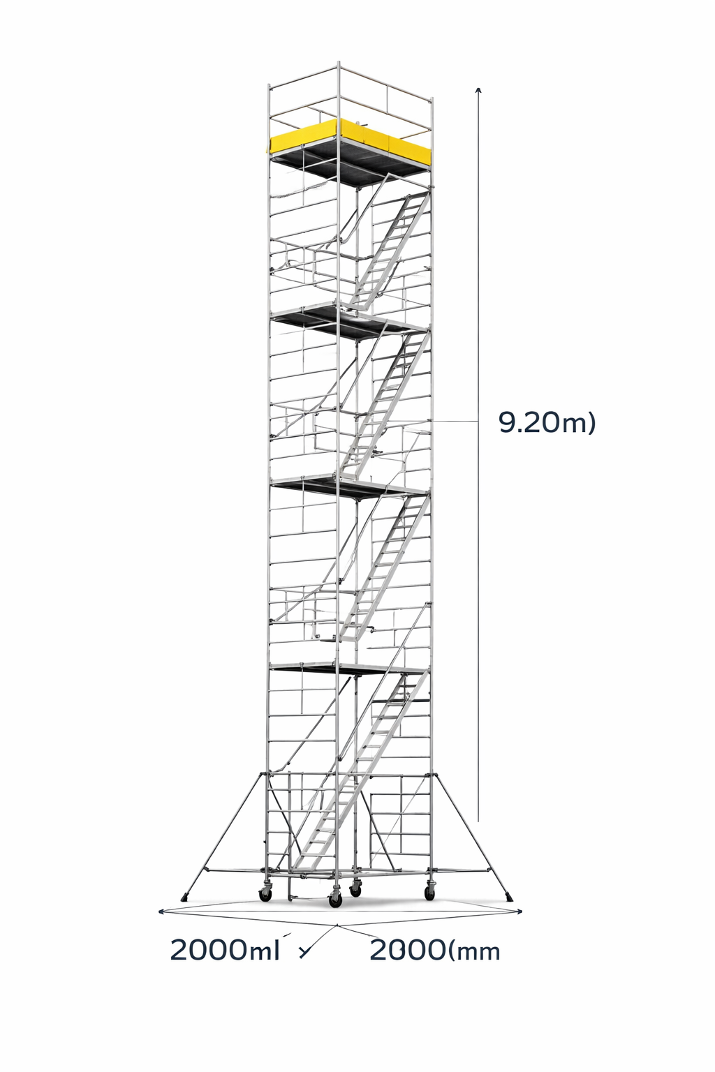 Stairway Scaffold 1400(w) × 2000(l) × 9.20(h) - Platform Height - , Over All Height , Reaching Height