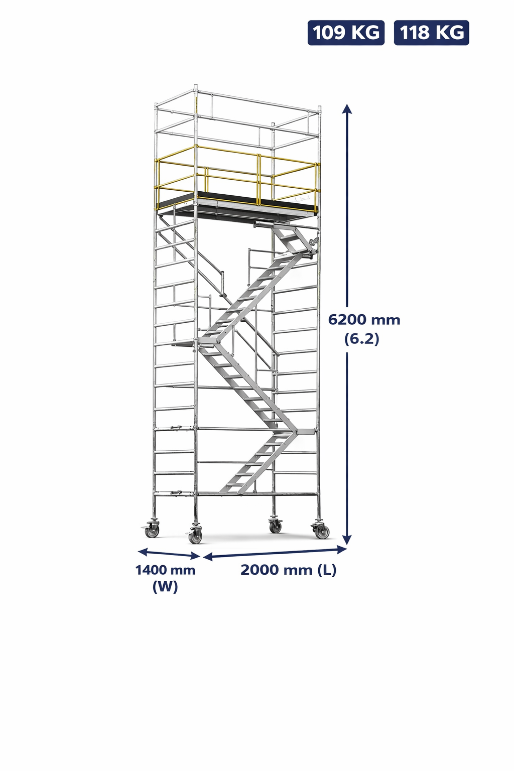 Zigzag Stairway Scaffold Tower – 1.4 × 2.0 ×